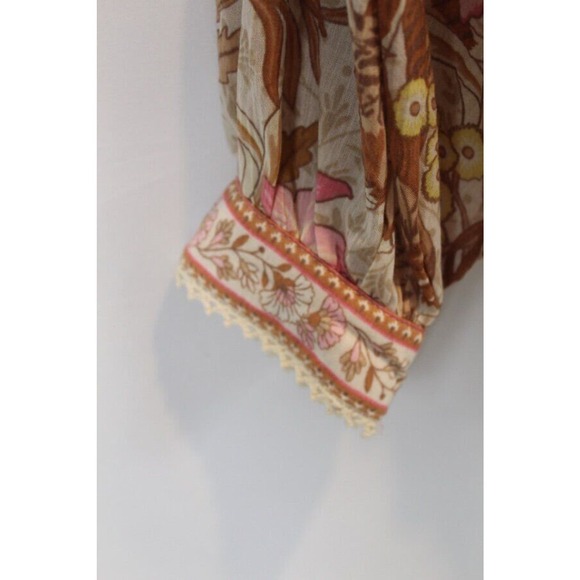 SPELL & THE GYPSY COLLECTIVE Sz S Small Jungle Print Shirt Top Crochet Trim - Picture 5 of 8